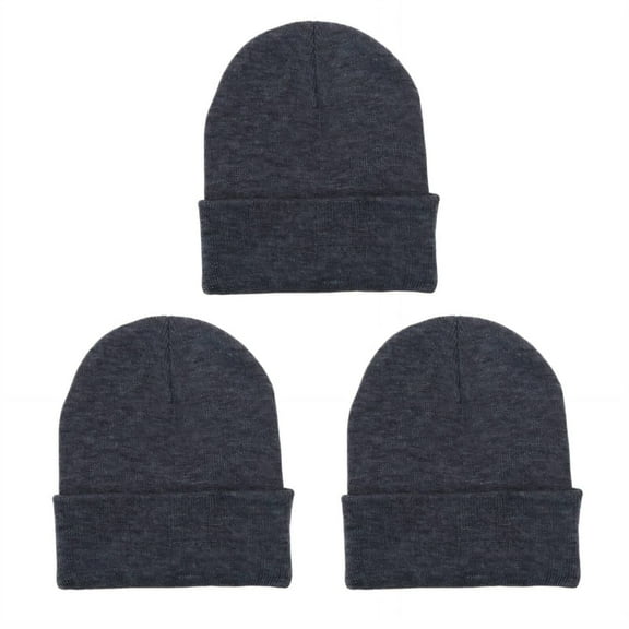 TELOLY 3Pcs Beanie Round Top Design Hats for Men Universally Flattering Fit Toboggans for Men Grey