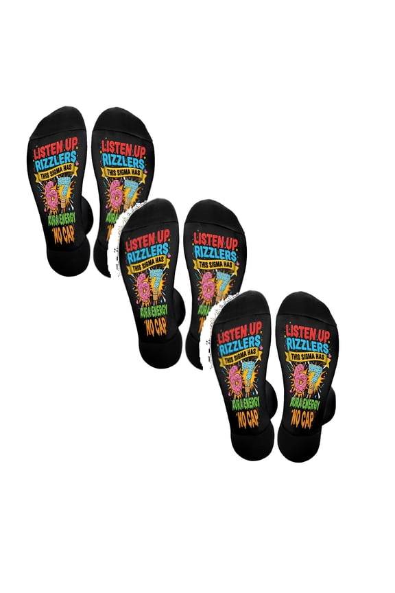 3Pcs Boys Fun Patterned Dress Socks Funny Novelty Crazy Meme Design Cotton Socks Gift for Kids