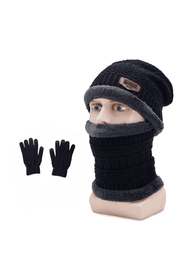 3Pcs Hat Scarf Glove Set for WomenPerfect As A Gift Heated ScarfSmooth and Soft Touch Cold-ResistantPerfect for Winter Scarves Wool,Navy Blue