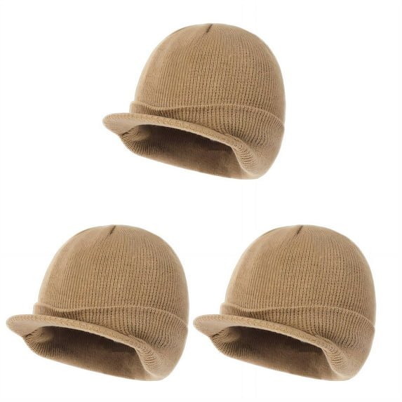 TELOLY 3Pcs Hats for Men,Acrylic Mens Beanie,Chill Blocker Slouchy Beanie for Men,Camel
