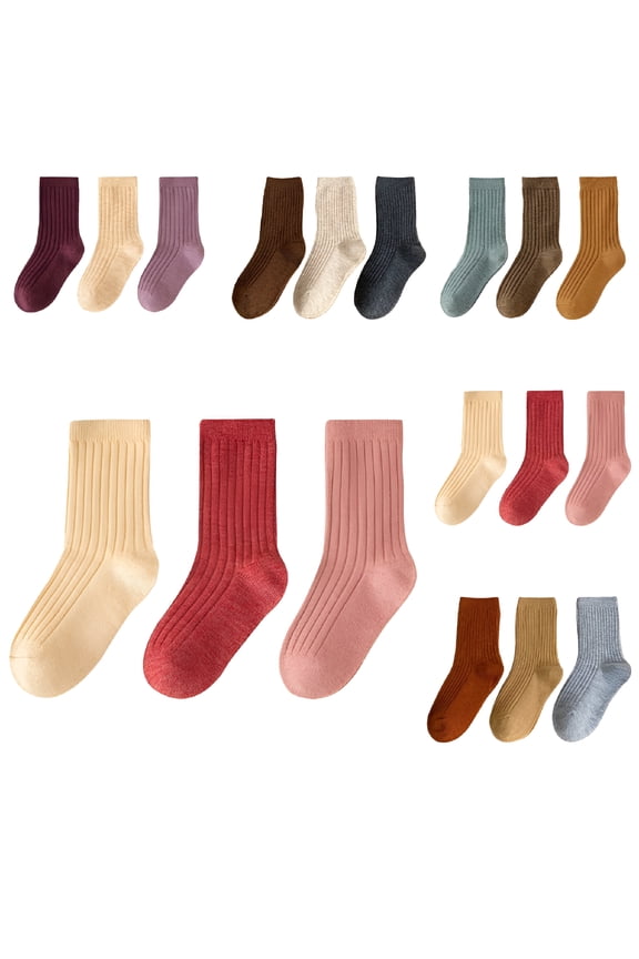 3Pcs Kids Wool Socks 1-12Y Toddler Fall Winter Children'S Socks Boys Girls Knitting Solid Color Socks