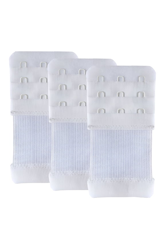 3Pcs Women'S Bra Extenders, 3 Hook Elastic Comfortable Stretchy Bra Extension Strap (White)
