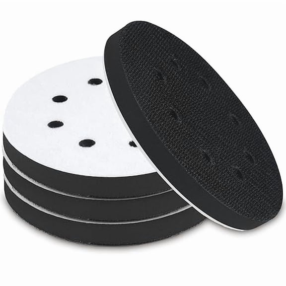 TELOLY 4 Pack 5 Inch 8 Holes Foam Sanding Pads,Soft Density Interface Pad,Hook and Loop Sponge Cushion Buffer Backing Pad for Orbital Sander