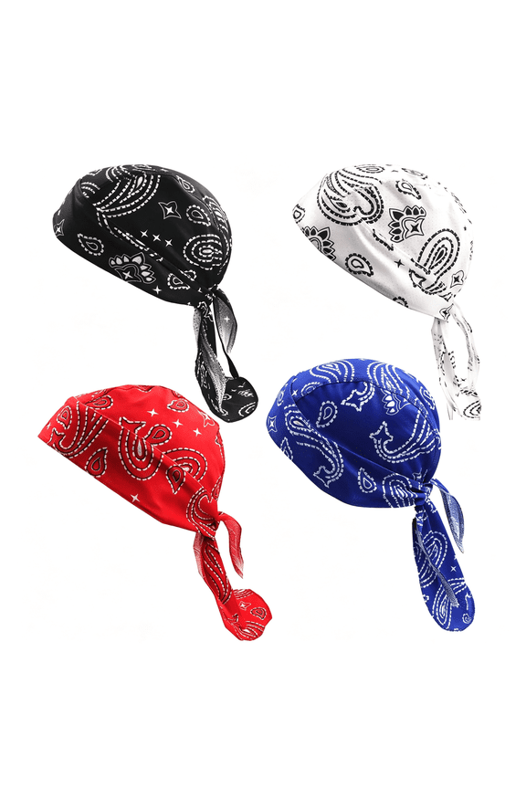 4 Pack Do Rag/Dew Rag Beanie Cap Hat Chemo Cap Skull Cap for Men and Women Cooling Rags