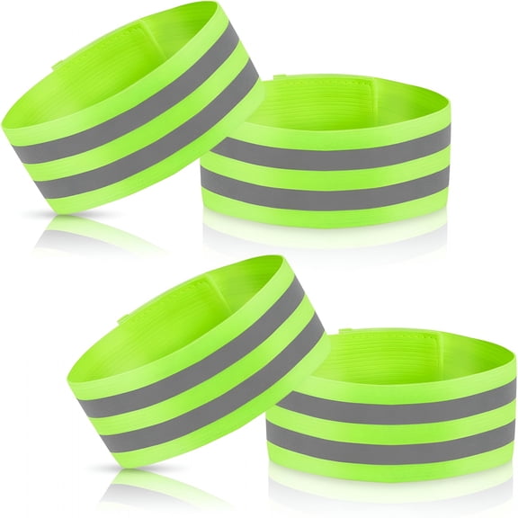 TELOLY 4 Pack High Visibility Reflective Bands for Arm,Wrist,Ankle&Leg-Adjustable Elastic Safety Straps for Night Running,Walking,Cycling