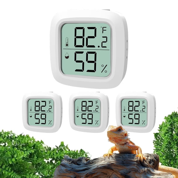 TELOLY 4-Pack Reptile Thermometer and Hygrometer-Digital Lcd Temp & Humidity Meter for Bearded Dragon,Snake,Lizard Tanks,Incubation Boxes,Plant Terrariums & Indoor Use