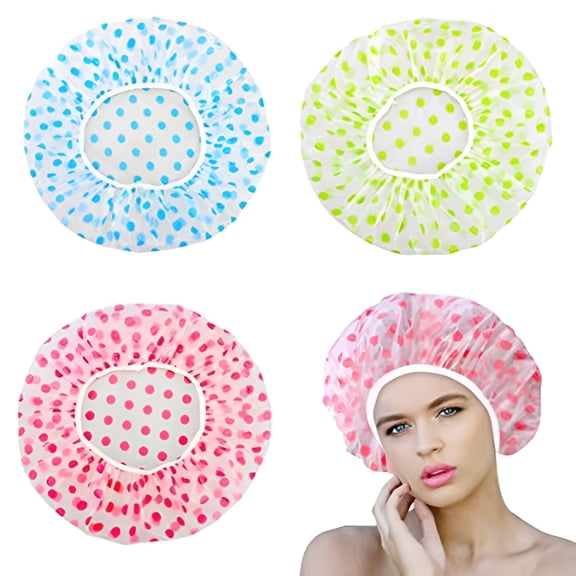 TELOLY 4-Pack Reusable Shower Caps-Extra Large Waterproof Hair Cover for BathTravel&Salon Hair Cap for Shower(Peva17.3 InchNon-Slip)
