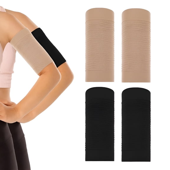TELOLY 4 Pairs Arm Compression Sleeve for Women, Elastic Sport Arm Shapers Slim Upper Arm Wraps for Flabby Arms