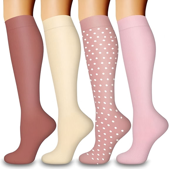 TELOLY 4 Pairs Compression Socks for Women & Men Circulation Best Support for Nurses,Running,Athletic