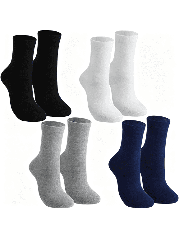 4 Pairs Mens Sock Liners for Hiking | Ultra-Lightweight Breathable Sweat Absorption, Mid Calf Cushion Camping Boot Socks, for Women Men Athletic Running Sports