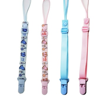 TELOLY 4 Pcs Pacifier Clip Cartoon Design Pacifier Clip Suitable for Babies Exquisite Packaging Pacifier Holder,Set1