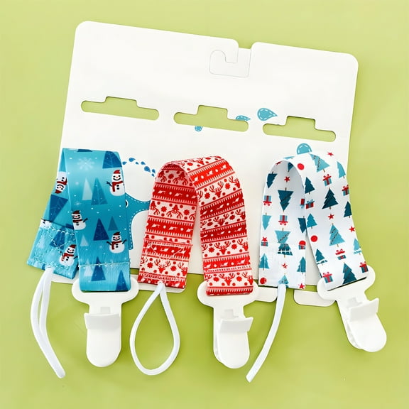 TELOLY 4 Pcs Pacifier Clip Easy to Clean Design Pacifier Moderate Length Double-Sided Pattern Mam Pacifier Clip,Set5