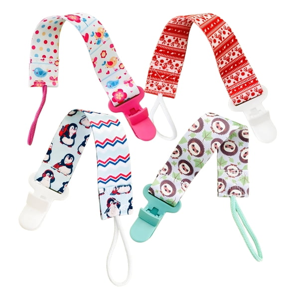 XIRQI 4 Pcs Pacifier Clip Improved Clasp Pacifier Clip High Considerate Design Pacifier Holder