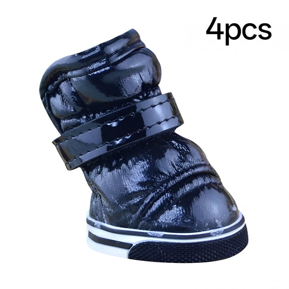 AOMRCOL 4 Pcs XS Black PU Leather Dog Boots,Hot Pavement Warm Paw Protector