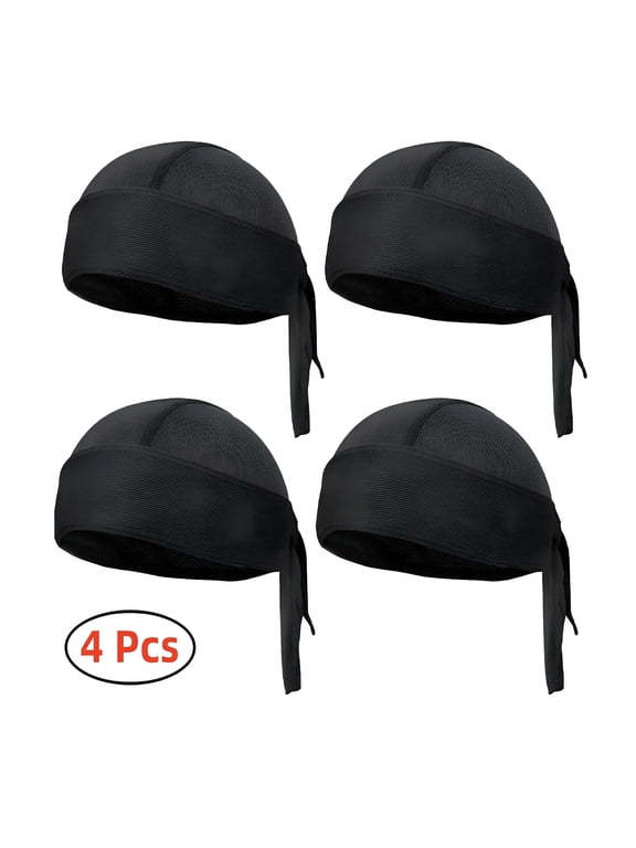 4 Pcs Sweat Wicking Doo Rag Cooling Helmet Liner Hat Motorcycle Wrap Bandana Skull Cap