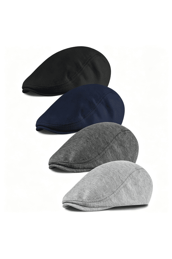 4 Pieces Newsboy Men'S Hat Newsboy Cap Flat Cap Soft Stretch Fit Men Cap Cabbie Hunting Cap for Men Outdoor Daily Use,Soft Stretch Newsboy Cap for Men