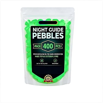 TELOLY 400 Pack Glow in the Dark Garden Stones Luminous Pebbles Stepping Rocks Outdoor Landscaping Decor Glow Rocks for Landscaping Glowing Stones Solar Light, Green,