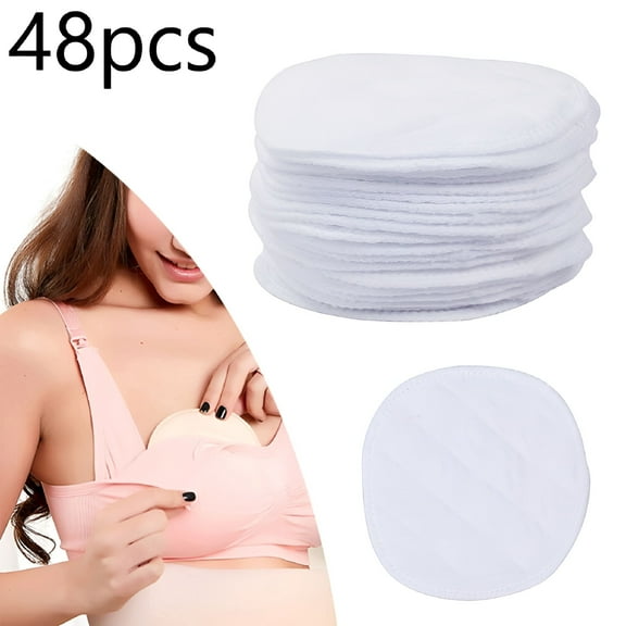 TELOLY 48Pcs Cotton Nursing Pads for Mom, 3-layer Super Absorbent Nursing Pad Washable Reusable Breast Pads for Breastfeeding