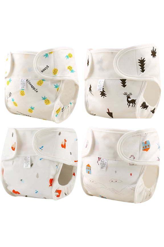TELOLY 4PCS Washable Summer Baby Cloth Diaper Cover Cotton Thin Breathable Newborn Baby Diapers Reusable Cloth Nappies