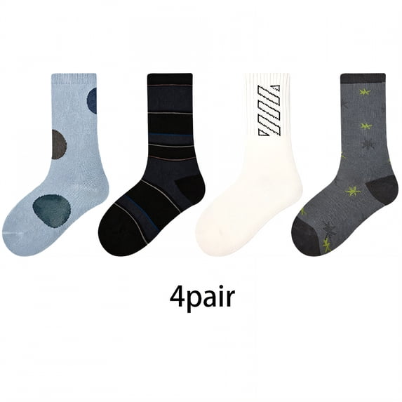 TELOLY 4Pack Toddler Socks,Mid-Calf Style Is Stylish and Fun Toddler Socks 2T-3T,Sweat-Wicking Keeps Feet Dry Kids Socks,Style1,M