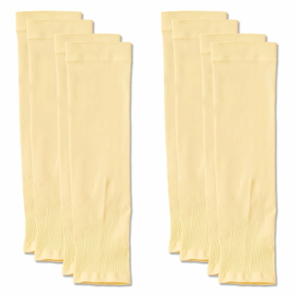 TELOLY 4Pairs Arm Sleeves,Skin Friendly UPF50+ Nylon Arm Sleeves for Kids,Color Match 11.8" Arm Sleeves,Yellow