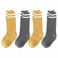 thumbnail image 1 of TELOLY 4Pairs Kid Socks,Two-Stripe Accent Long Socks,Soft Cotton Feel Boot Socks for Women,Combination2,L, 1 of 1