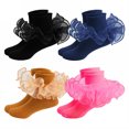 thumbnail image 1 of TELOLY 4Pairs Kids Socks,1-3 Years Old Ruffle Socks,3D Anti-Slip Heel Design Lace Socks,Style3,12-15Cm, 1 of 1