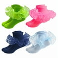 thumbnail image 1 of TELOLY 4Pairs Kids Socks,1-3 Years Old Ruffle Socks,Solid Color Lace Socks,Style1,12-15Cm, 1 of 1