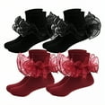 thumbnail image 1 of TELOLY 4Pairs Kids Socks,4-6 Years Old Ruffle Socks,Combed Cotton Lace Socks,Combination3, 1 of 1