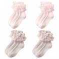 thumbnail image 1 of TELOLY 4Pairs Kids Socks,4-6 Years Old Ruffle Socks,Lace Trim Lace Socks,Combination1, 1 of 1
