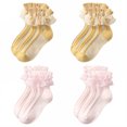 thumbnail image 1 of TELOLY 4Pairs Kids Socks,4-6 Years Old Ruffle Socks,Lace Trim Lace Socks,Combination3, 1 of 1