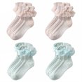 thumbnail image 1 of TELOLY 4Pairs Kids Socks,4-6 Years Old Ruffle Socks,Lightweight Fabric Lace Socks,Combination2, 1 of 1