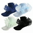 thumbnail image 1 of TELOLY 4Pairs Kids Socks,4-6 Years Old Ruffle Socks,Solid Color Lace Socks,Combination1, 1 of 1