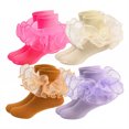thumbnail image 1 of TELOLY 4Pairs Kids Socks,4-6 Years Old Ruffle Socks,Thin for Spring & Summer Lace Socks,Combination3, 1 of 1