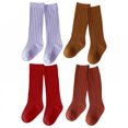 thumbnail image 1 of TELOLY 4Pairs Kids Socks,5-8 Years Old Girl Socks,School Socks Tube Socks,Style4, 1 of 1