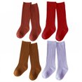 thumbnail image 1 of TELOLY 4Pairs Kids Socks,6-12 Months Girl Socks,Kids Ribbed Socks Tube Socks,Combination3, 1 of 1