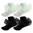 thumbnail image 1 of TELOLY 4Pairs Kids Socks,6-8 Years Old Ruffle Socks,3D Anti-Slip Heel Lace Socks,Combination2, 1 of 1