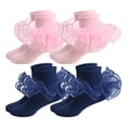 thumbnail image 1 of TELOLY 4Pairs Kids Socks,6-8 Years Old Ruffle Socks,Combed Cotton Lace Socks,Combination2, 1 of 8