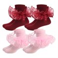 thumbnail image 1 of TELOLY 4Pairs Kids Socks,6-8 Years Old Ruffle Socks,Cute Cotton Socks Lace Socks,Combination1, 1 of 1