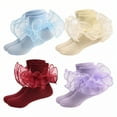 thumbnail image 1 of TELOLY 4Pairs Kids Socks,6-8 Years Old Ruffle Socks,Solid Color Lace Socks,Style2,18-20Cm, 1 of 1