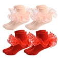 thumbnail image 1 of TELOLY 4Pairs Kids Socks,8-10 Years Old Ruffle Socks,Solid Color Lace Socks,Combination1, 1 of 7
