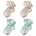 thumbnail image 1 of TELOLY 4Pairs Kids Socks,Age 10+ Ruffle Socks,Lightweight Fabric Lace Socks,Combination2, 1 of 1