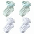 thumbnail image 1 of TELOLY 4Pairs Kids Socks,Age 10+ Ruffle Socks,Solid Color Lace Socks,Combination4, 1 of 1