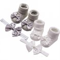 thumbnail image 1 of TELOLY 4Pairs Kids Socks,Bow Headband Baby Girl Socks,Baby Headband & Socks Toddler Socks 2T-3T,Combination1, 1 of 1