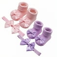 thumbnail image 1 of TELOLY 4Pairs Kids Socks,Bow Headband Baby Girl Socks,Baby Headband & Socks Toddler Socks 2T-3T,Combination3, 1 of 1