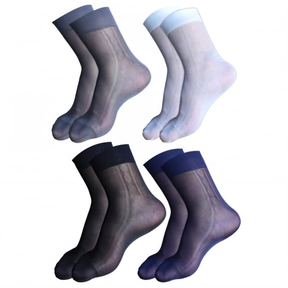 TELOLY 4Pairs Mens Dress Socks,One Size Dress Socks for Men 9-12,Summer Light & Breathable Tube Socks,Combination3