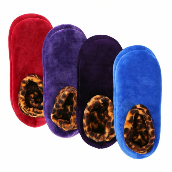 TELOLY 4Pairs Slipper Socks for Women,1-2 Years Old Slipper Socks,Lamb Wool Lining Fuzzy Socks,Style2,10-12Cm