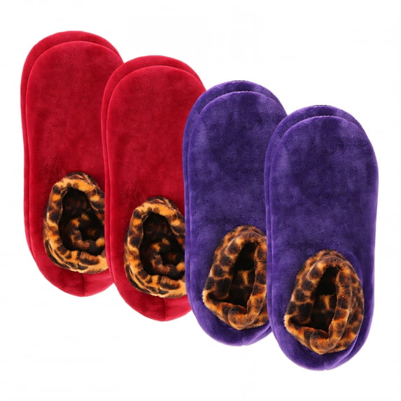 TELOLY 4Pairs Slipper Socks for Women,6-8 Years Old Slipper Socks,Lamb Wool Lining Fuzzy Socks,Style3,16-18Cm