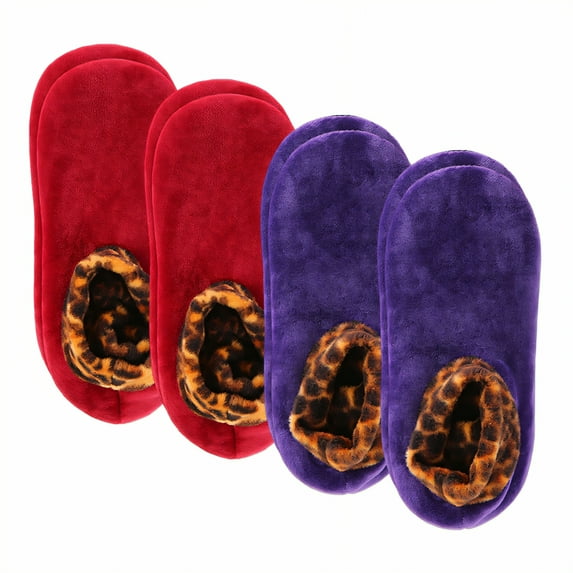 TELOLY 4Pairs Slipper Socks for Women,Men'S Size 38-43 Slipper Socks,Sweat Absorbent & Anti-Friction Fuzzy Socks,Combination3