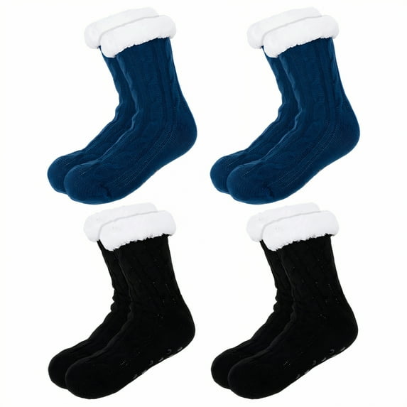 TELOLY 4Pairs Slipper Socks for Women,One Size Fits All Slipper Socks,Business Casual Fuzzy Socks,Combination4